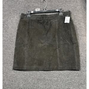 Serge Platini Milan Italy Genuine Leather Pencil Midi Skirt Womens XL Black